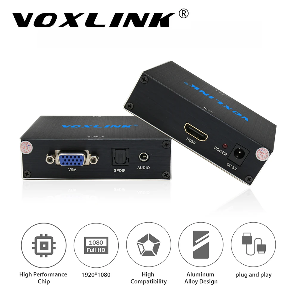 VOXLINK HDMI VGA аудио-видео конвертер адаптер 1080 P Plug &amp Play совместимость HDCP для HDTV