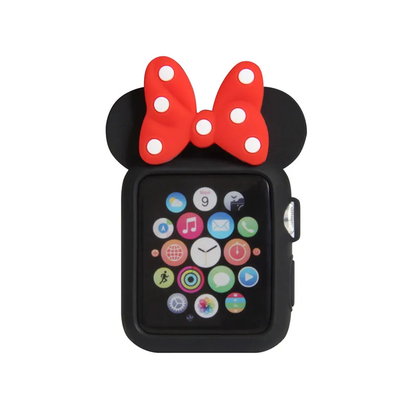 YUKIRIN Dot мягкий силиконовый защитный чехол для Apple Watch Series 4 3 2 1 Band iWatch 38 42 40 44 мм дизайн с героями мультфильмов для детей с Минни - Цвет ремешка: Black Red