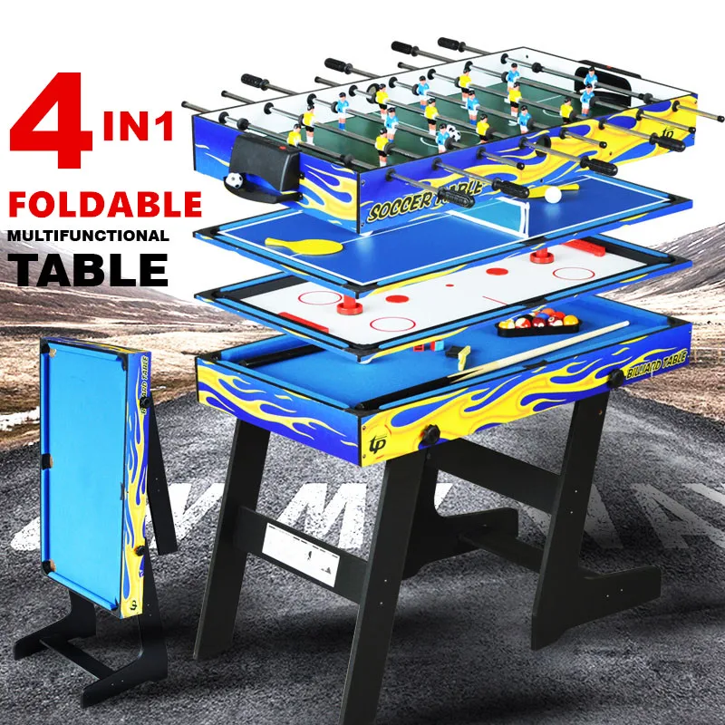 

4ft Foldable 4 in 1 Multi Game Table Kids Play Indoor Table 4 Different Game Pool Ball Soccer Table Tennis Air hockey