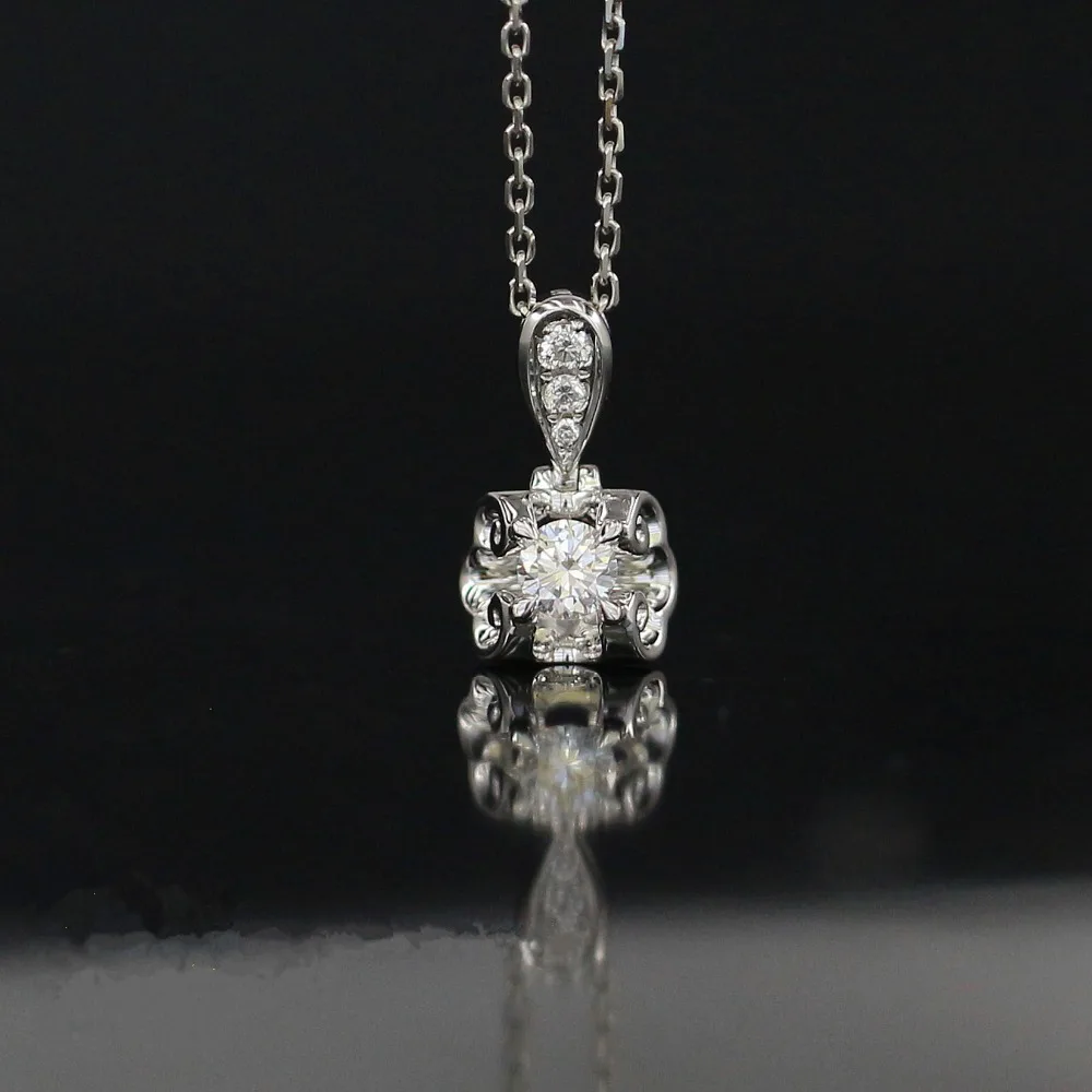 

LASAMERO Halo 0.259CT 18k Gold Round Cut Square Center Pave Set Natural Diamond Pendant Necklace Chain Women Fine Jewelry