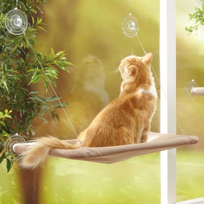 Cat Bed Sunny Seat Window Mounted Space Saving Hammock with 4 Big Suction Cups Holds Up to 50 Pounds Kitty Perch | Дом и сад