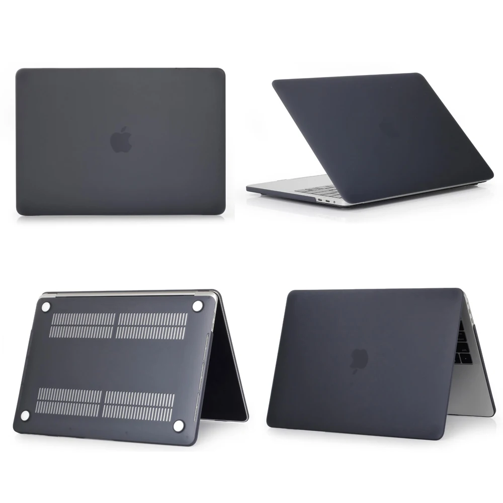 Матовый чехол для ноутбука MacBook Air 11 retina 12 Pro 15 touch bar A1707 Pro 16 A2141 Air 13 Touch ID A1932 чехол - Цвет: Matte Black