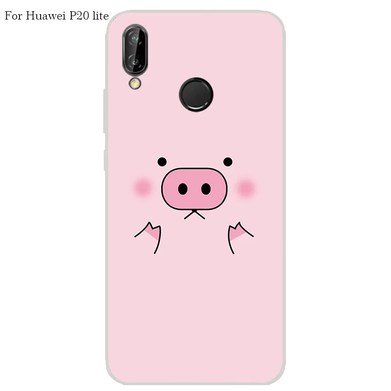 Huawei P20 lite Case Cover TPU Case For Huawei P20 lite Phone Cover Sweet Floral Cute Cat TPU P20 lite Soft Case Fashion 100%   a19