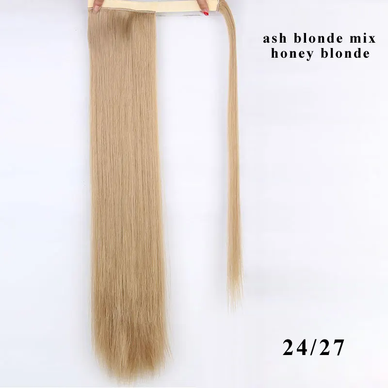 AISI BEAUTY, Длинные Накладные Синтетические прямые Конские хвосты для женщин, натуральные накладные волосы на заколках, шиньоны, блонд, накладные волосы - Цвет: 24-27