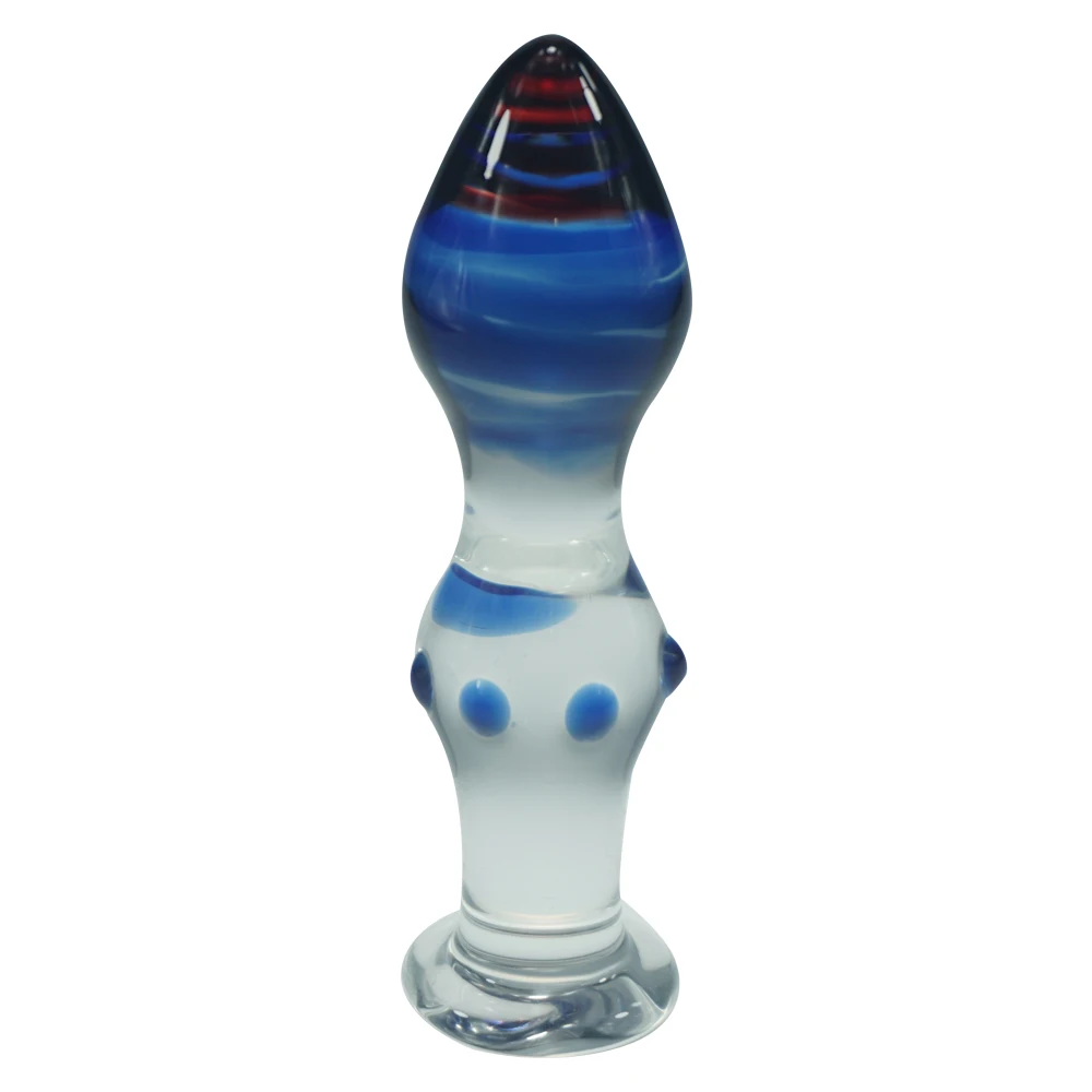 Blue Color Large Pyrex Glass Anal Plug Dildo Big Crystal -6023