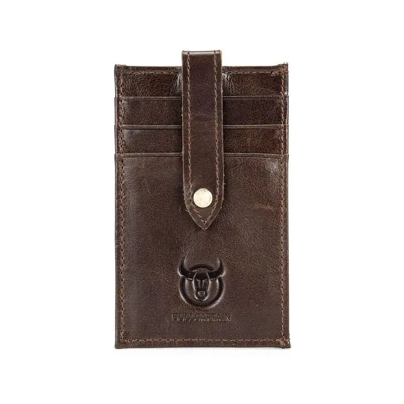 

BULLCAPTAIN Credit Card Holder Genuine Leather ID Card Holders Men Business ID Wallet Slim Wallet for Male Retro Brown