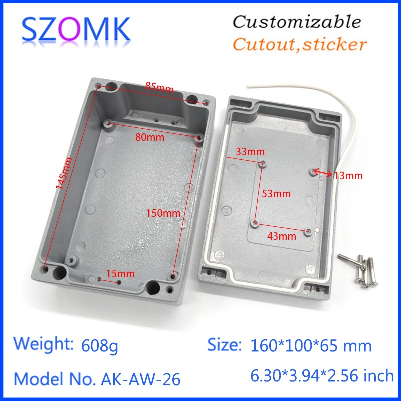 szomk IP66 die cast aluminum waterproof enclosure for electronics aluminum case waterproof equipment junction box  (5)