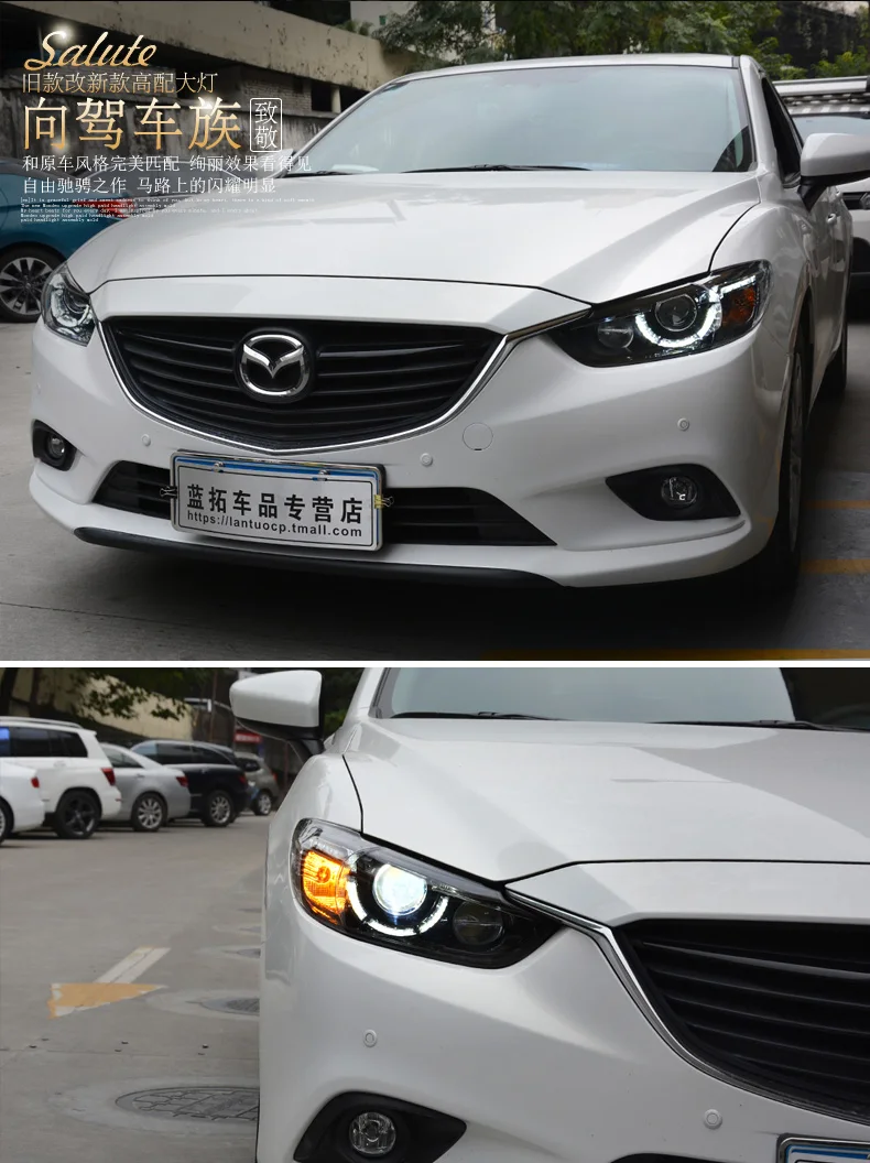 Hireno фары для 2013- Mazda 6 Mazda6 сборки фар светодиодный DRL ангел объектив двойной луч ксеноновые 2 шт