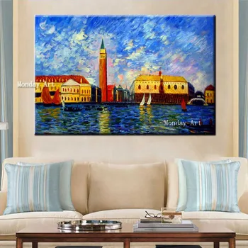 

Handmade Paris Street Scenery Oil Painting Wall Art Picture Colorful Europe Streetscapes HandPainted Canvas Painting Home Decor