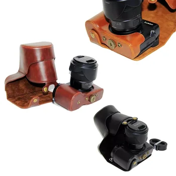 

New Retro Vintage PU Leather camera case For Panasonic GX8 Camera bag for GX8 With Strap Coffee Black Brown