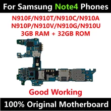 Для samsung Galaxy Note 4 N910F N910T N910C N910A N910P N910V N910G N910U 32 Гб оригинальная материнская плата с IMEI Android OS