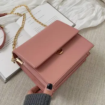 

Women's Designer Luxury Brand Handbag 2020 Fashion New High Quality PU Leather Flip Square package simple Shoulder Messenger Bag