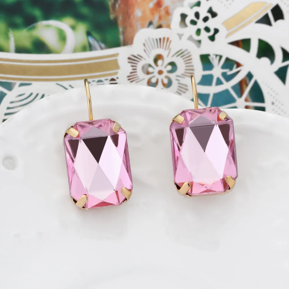 ZOSHI Brand New Design Fashion Charm Austrian Crystal Drop Earrings Geometric Round Shiny Rhinestone Big Earring Jewelry Women