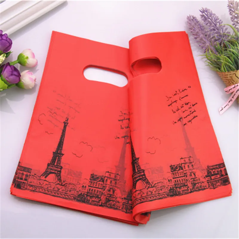 New Style Wholesale 100pcs/lot 15*20cm Red And Black Dot Birthday Present Gift Packaging Plastic Bags