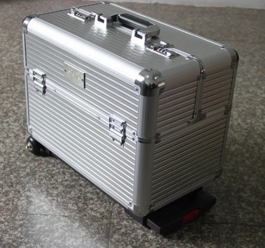 

100% Aluminum shell Cosmetic bag ,Rolling Multilayer Make-up Case,Makeup artist Toolbox with whell ,Beauty Handbag Suitcase