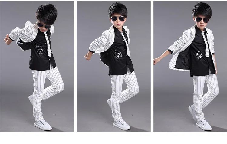 Брендовый однотонный Свадебный костюм для мальчиков деловой костюм в английском стиле для маленьких мальчиков Комплекты одежды для детей черно-белый костюм из 2 предметов