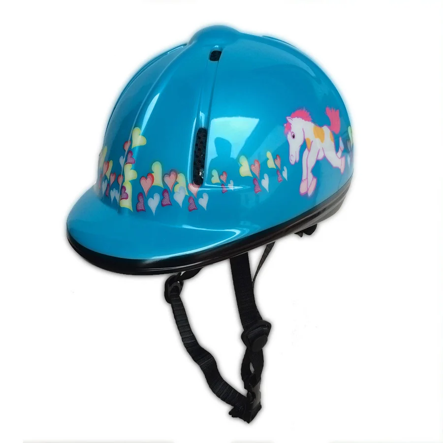 High Quality Cartoon nattier blue Horse Riding Helmets PVC+EPS Breathable Equestrian Helmets