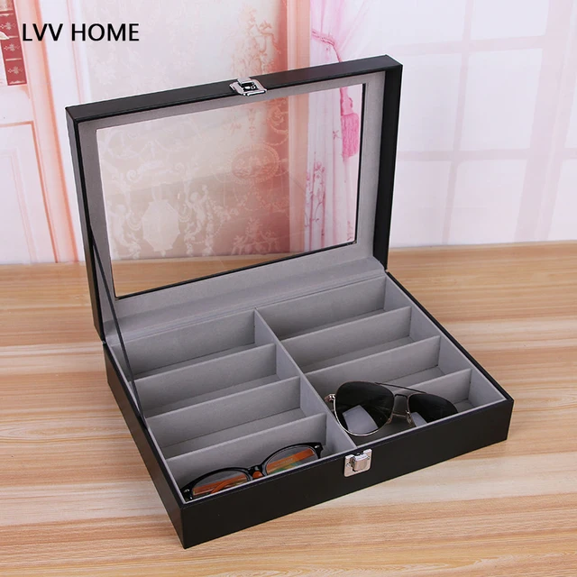 Lvv Home 8 Grids Gles Storage Box Pu Leather Alloy Lock Gl Lvv Home 8 Grids Gles Storage Box Pu Leather Alloy Lock Gl Sunroof Sungles Display