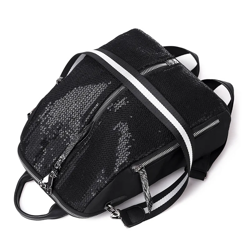 

Ms popular backpack new spring and summer of 2019 female bag large capacity sequins leisure double students bag back