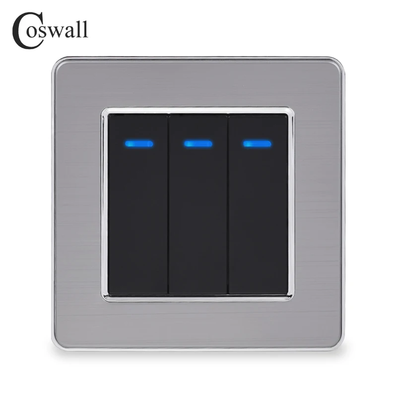 Панель из нержавеющей стали Coswall 3 клавиши 1 канал переключатель света ВКЛ./ВЫКЛ.
