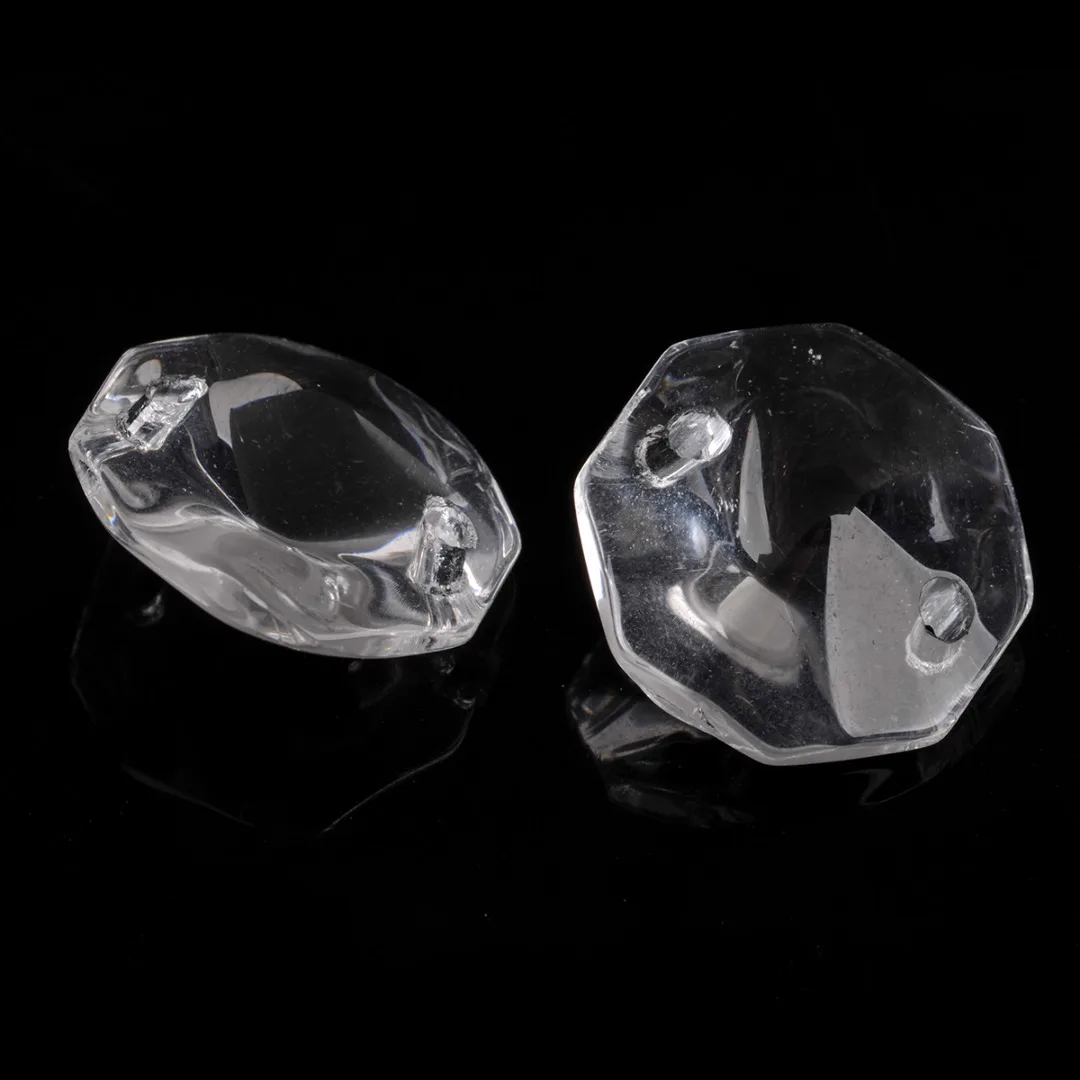 50pcs/set 14mm Crystal Beads Clear Octagonal Beads Pendant Decoration  Luster Crystal Glass Prisms Chandelier Crystal Parts