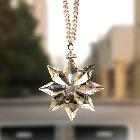 

Car Pendant Colorful Crystal Snowflakes Decoration Suspension Ornaments Sun Catcher Snowflake Hanging Trim Christmas Gifts