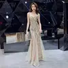 Shinny Gold Sequined V Neck Sleeveless Elegant Evening Dresses Sexy Robe De Soiree Formal Dress Luxury Mesh Club Party Vestidos ► Photo 1/6