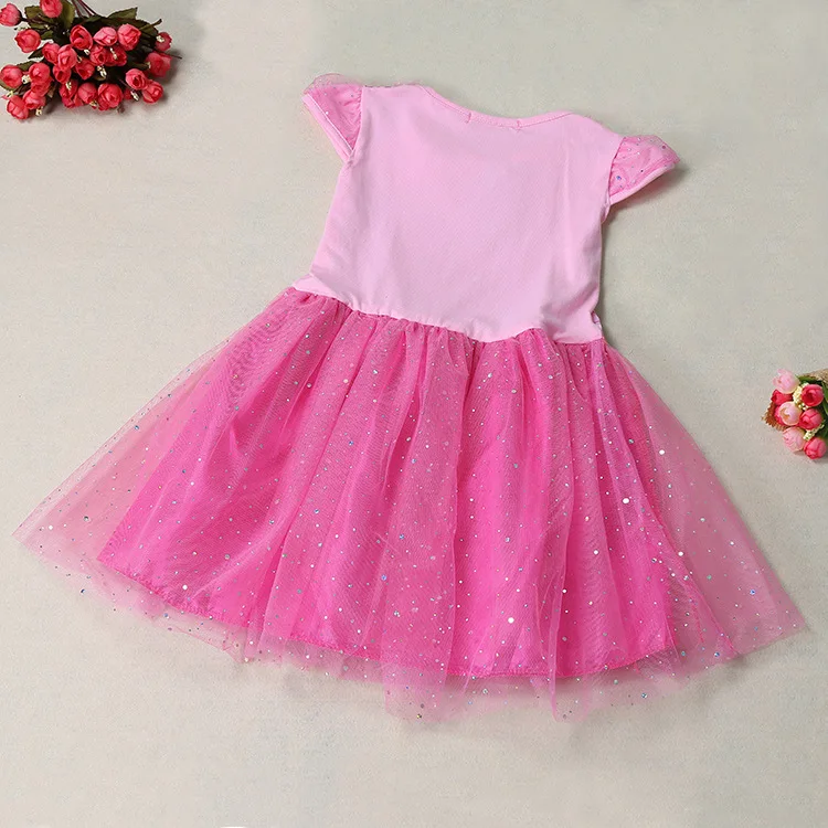 Girl Dress Summer Brand Toddler Girls Clothes Lace Sequins Princess Anna Elsa Dress Snow Queen Halloween Party Role-play Costume