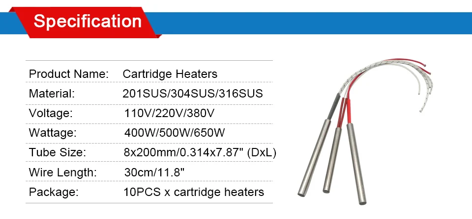 10 peças, 8x304 316mm, para água, sus201