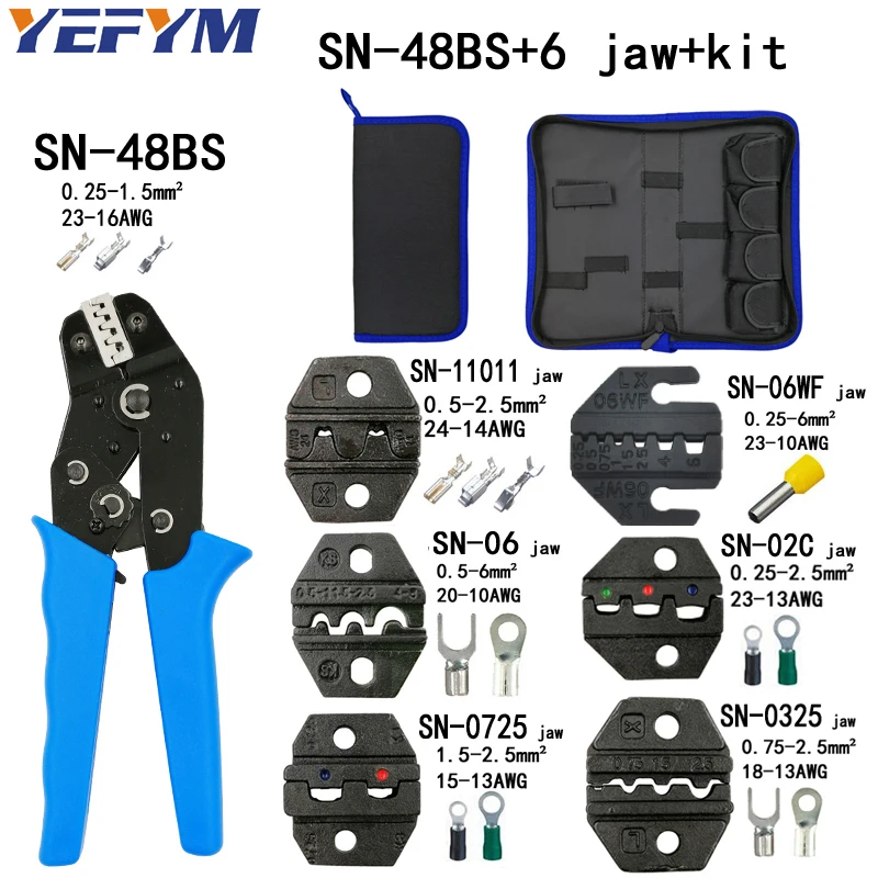 SN-48BS обжимные плоскогубцы 6 челюстей комплект для TAB 2,8 4,8 6,3/C3 XH2.54 3,96 2510/трубка/не изолирующие клеммы Электрический зажим инструменты