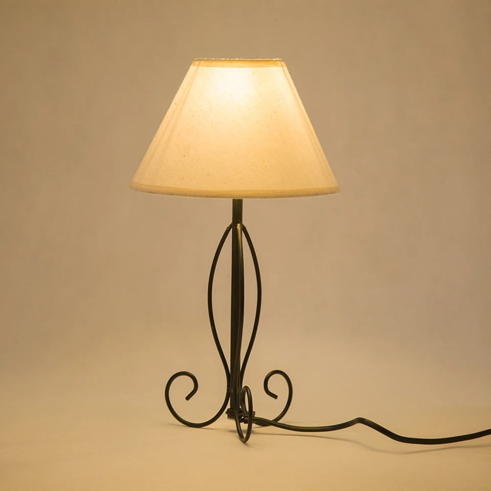 LED Bulb Lampshade Table Lamps Office Study Room Bedside Light Iron