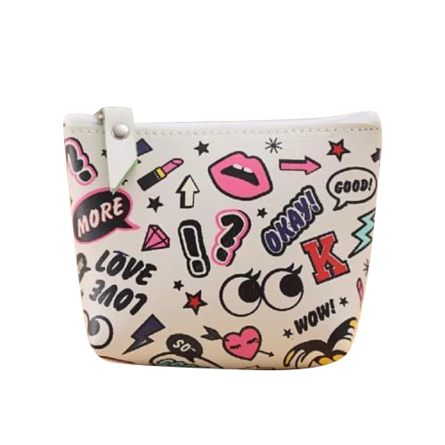 

TFTP Women Girls Cute Zip Leather Coin Purse Wallet Bag Change Pouch Key Card Holder, White Modern girl