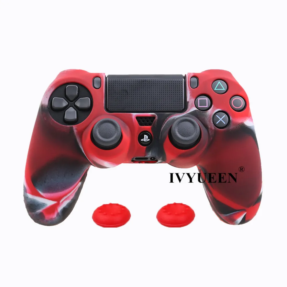 IVYUEEN для sony playstation 4 PS4 DS4 Pro Тонкий силиконовый чехол с контроллером Защитная крышка для рук колпачки для Dualshock 4 - Цвет: Red Camo