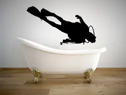 Подводное погружение под водой стикер на стену s графическая виниловая наклейка Экстремальные виды спорта вода ванная комната