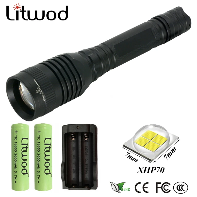 

Z20 Litwod P53 Riding Flashlight CREE XHP70 lens chip zoom lamp 18650 32000lm powerful Tactical LED flashlight torch For Camping