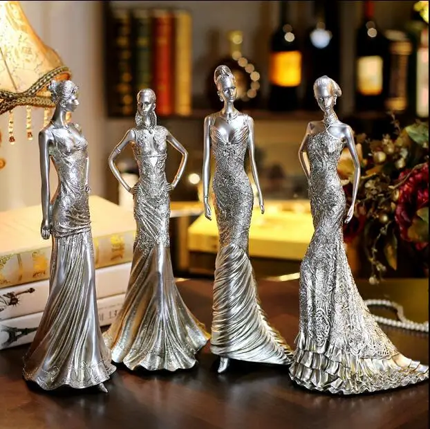 

4style 40cm Women creative home furnishings resin crafts Wedding clothing store decorations ornaments Female mannequin 1pc C547