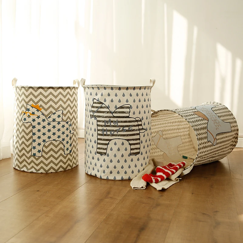 

Laundry Basket Toy Storage Bag Large Box Cotton Linen PE Waterproof washing Dirty Clothes Bra Necktie Socks Organizer Bin