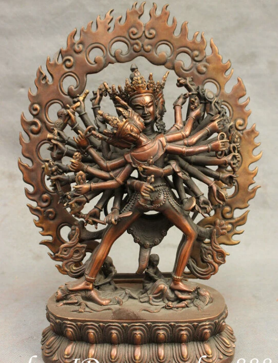 

12" Tibet Buddhist Pure Bronze Mandkesvara Guhyasamaja In Yab-Yum Buddha Statue