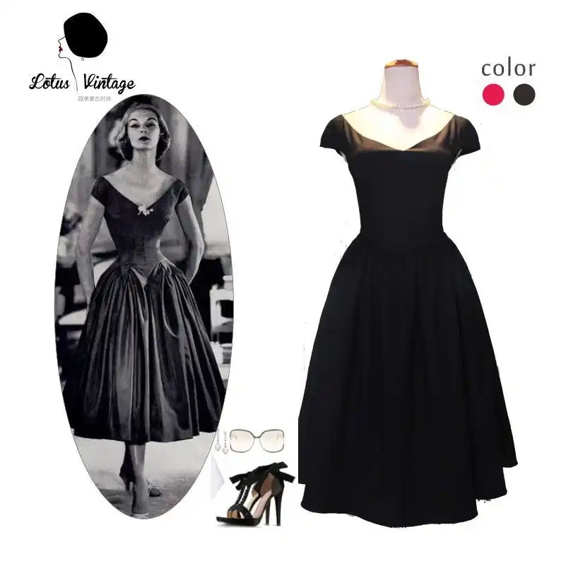 audrey hepburn long black dress