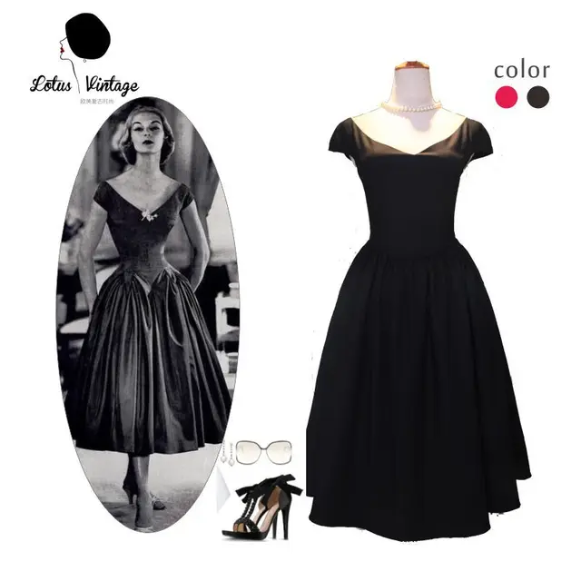 Vintage 50s Black Dress