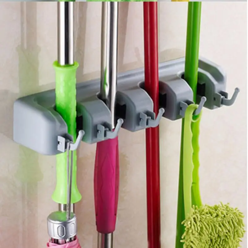 Wall Mounted Storage Mop Holder Brush Broom Hanger Storage Rack Kitchen