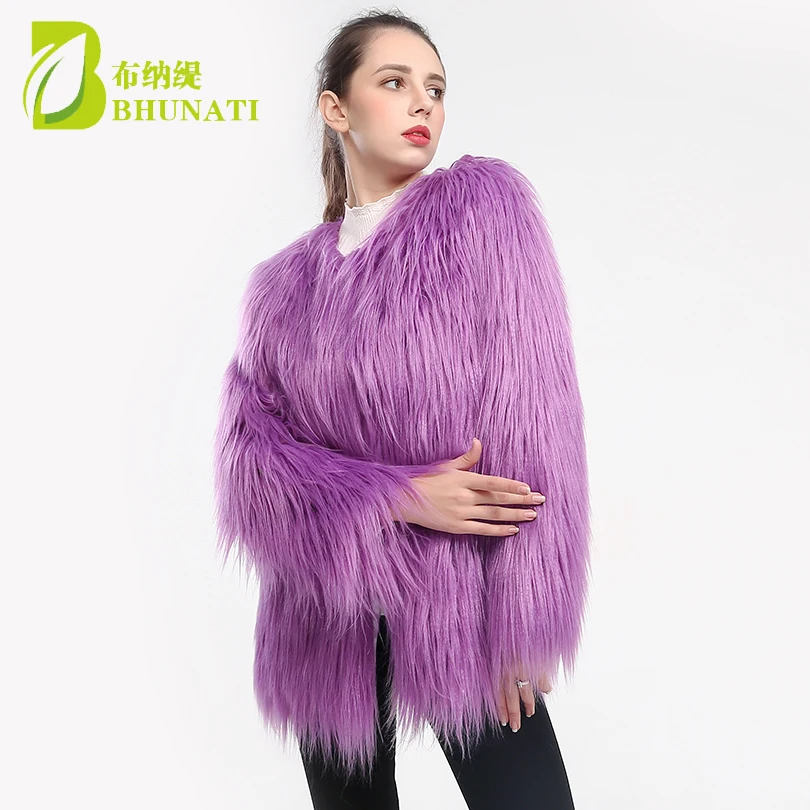 6XL Furry Faux Fur Coat Women Fluffy Warm Long Sleeve Outerwear Autumn Winter Coat Jacket Hairy Overcoat Plus Size Capes Tunic