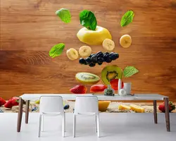 Papel де Parede фрукты яблоки бананы Клубника киви черникой обои гостиной диван спальня ТВ диван стены заказ росписи