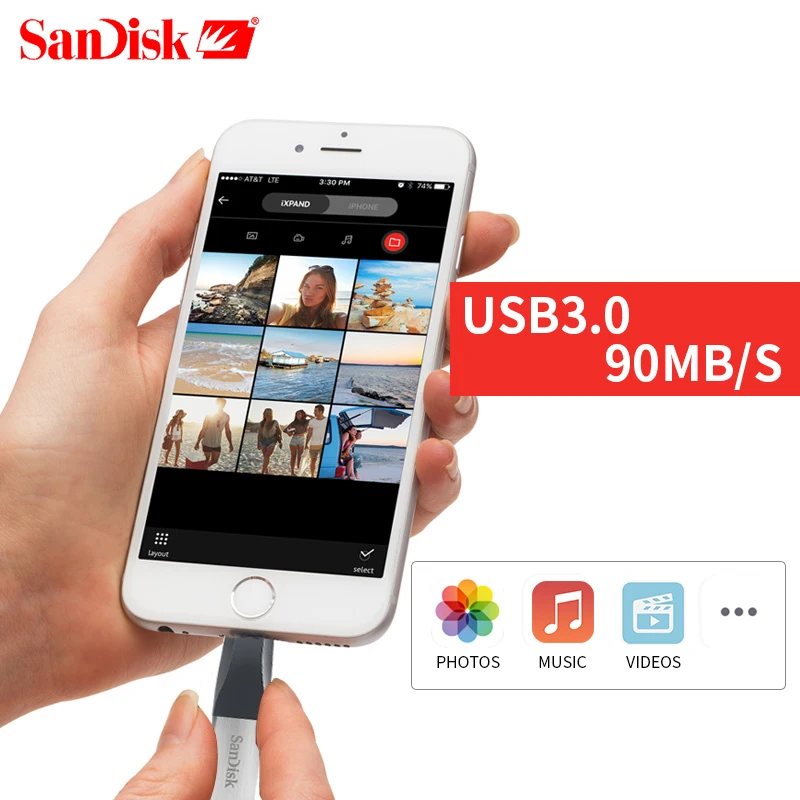 Sandisk OTG USB флеш-накопитель 16 ГБ 32 ГБ 64 ГБ 128 ГБ флэш-накопитель 3,0 USB флэш-диск для iPhone iPad iPod APPLE MFi с помощью JetDrive Go 500