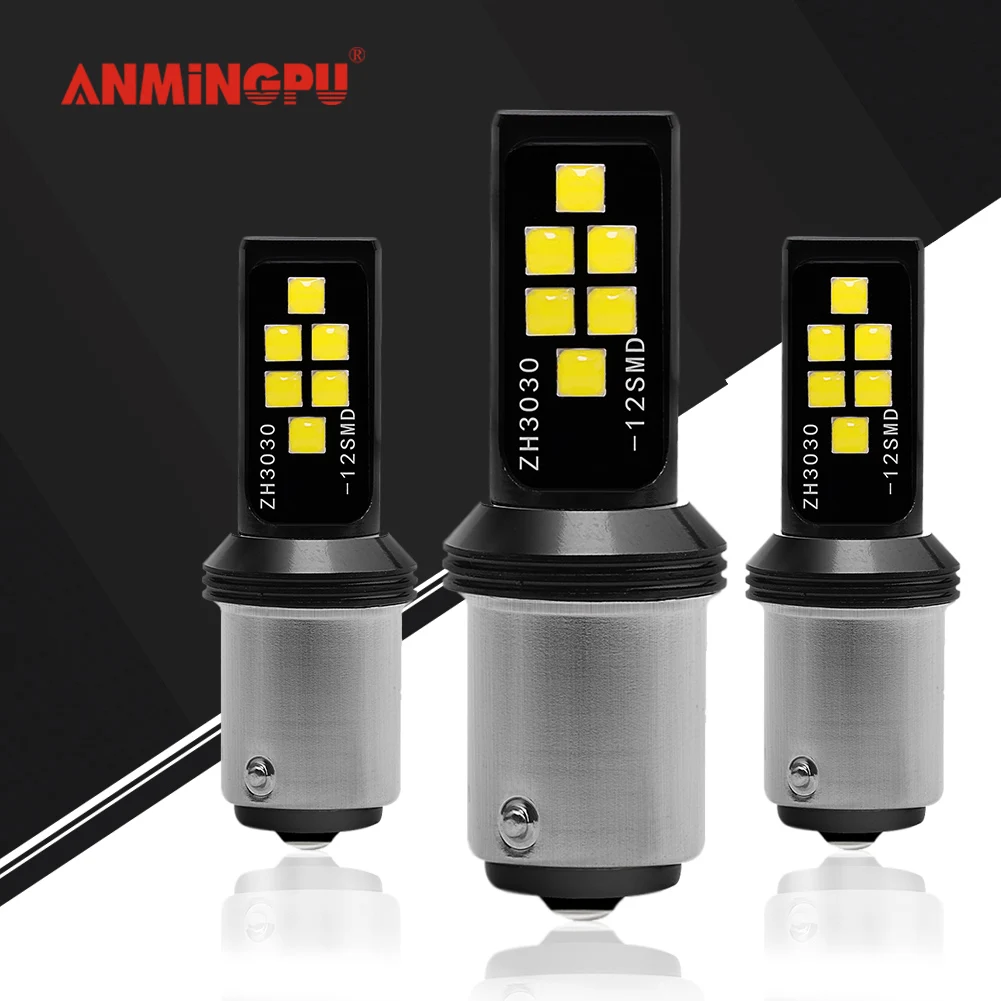 ANMINGPU 2x Signal Lamp P21/5W 1157 Led Bulb 3030SMD Bay15d Led 1156 BA15S P21W LED BAU15S PY21W Canbus Car LED Light 12V R5W