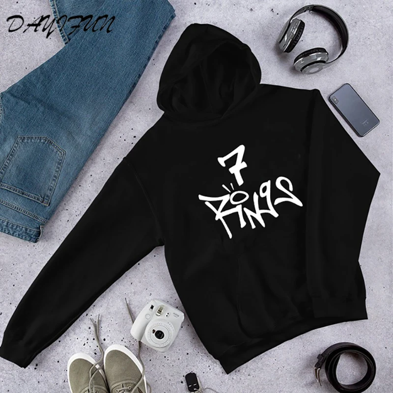 DAIFUN Hoodies Women 7 Rings Seven Rings Sweatshirt Thank U Next Hooded Long Sleeve Crew Neck Sweetener Clothing WT02 DAIFUN Hoodies Women 7 Rings Seven Rings Sweatshirt Thank U Next Hooded Long Sleeve Crew Neck Sweetener Clothing WT02
