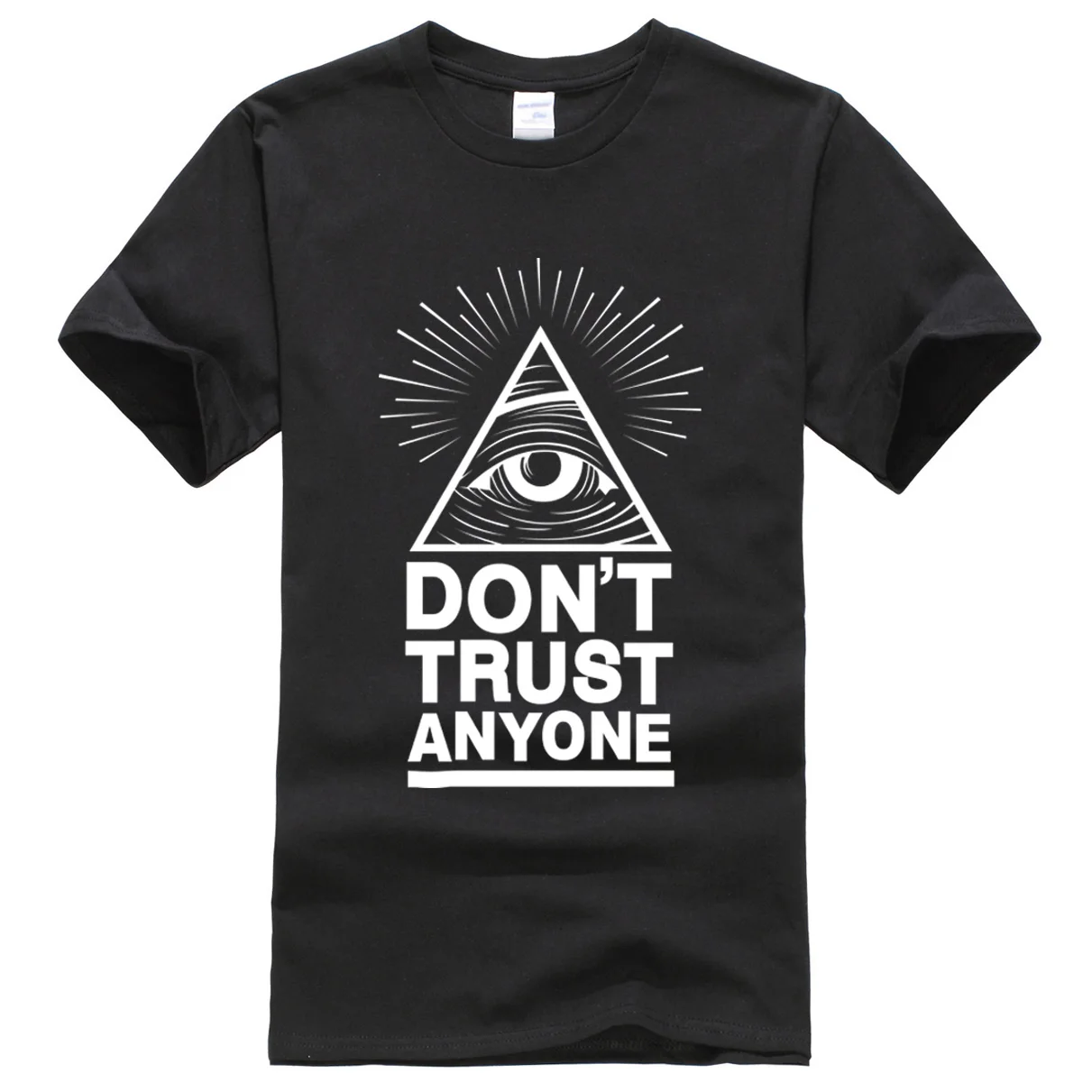 Лето, новинка, мужские футболки, Dont Trust Anyone Illuminati All Seeing Eye, футболка с буквенным принтом, Мужская футболка, повседневные топы, футболки - Цвет: black