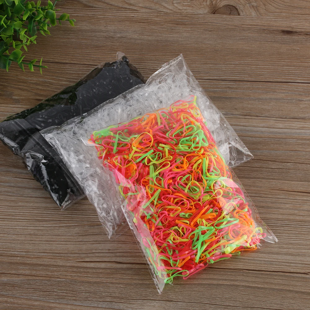 

1000 Pcs/pack Hair Elastic Holders Rubber Rope Ponytail Ties Braiders Plaits headband Hair Styling Accessories Hot Sale