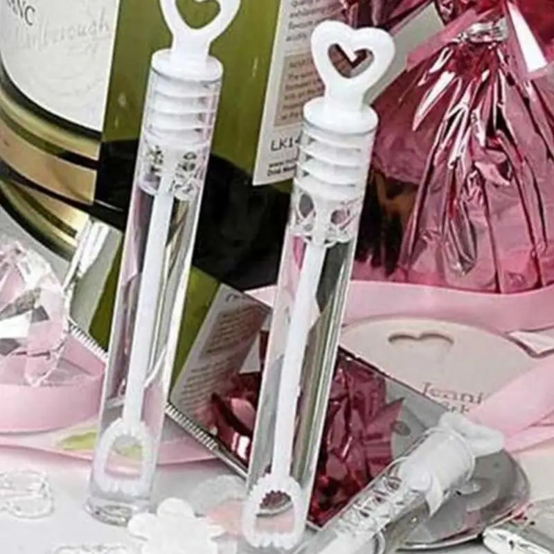 

24Pcs/Lot Empty Wedding Soap Bubble Bottle Tube With Heart Shaped Handle Wedding Party Favor