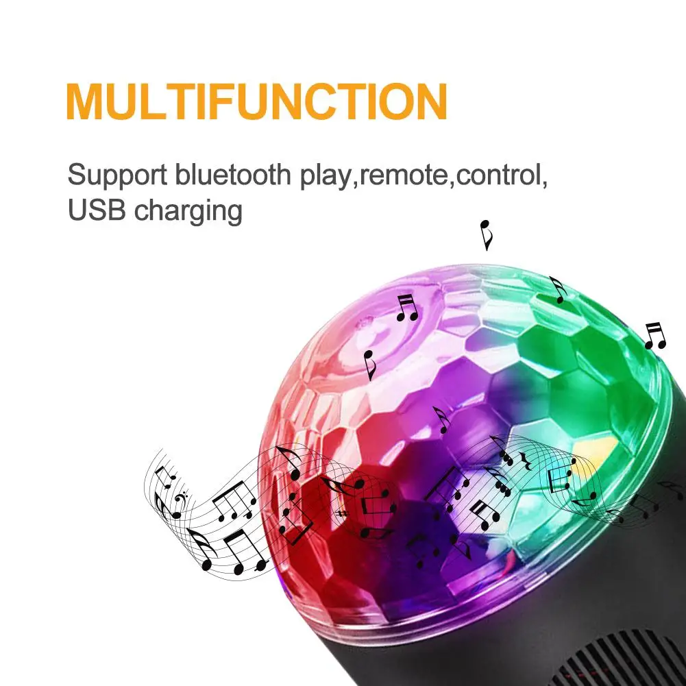 

MP3 Bluetooth 9 Color Crystal LED Magic Ball Laser Stage Light KTV Disco Remote control voice LED magic ball for Parties